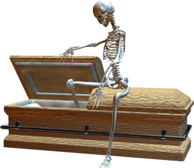 Skeleton Rising From Coffin PNG image