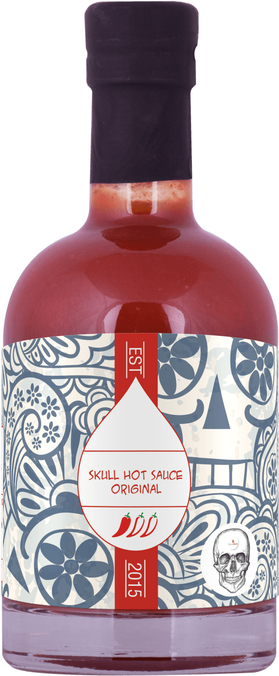 Skull Hot Sauce Original2015 Bottle PNG image