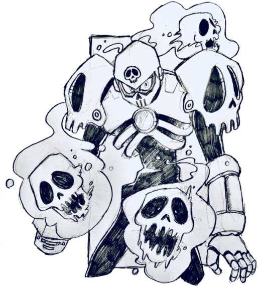 Skull Mech Warrior Drawing PNG image