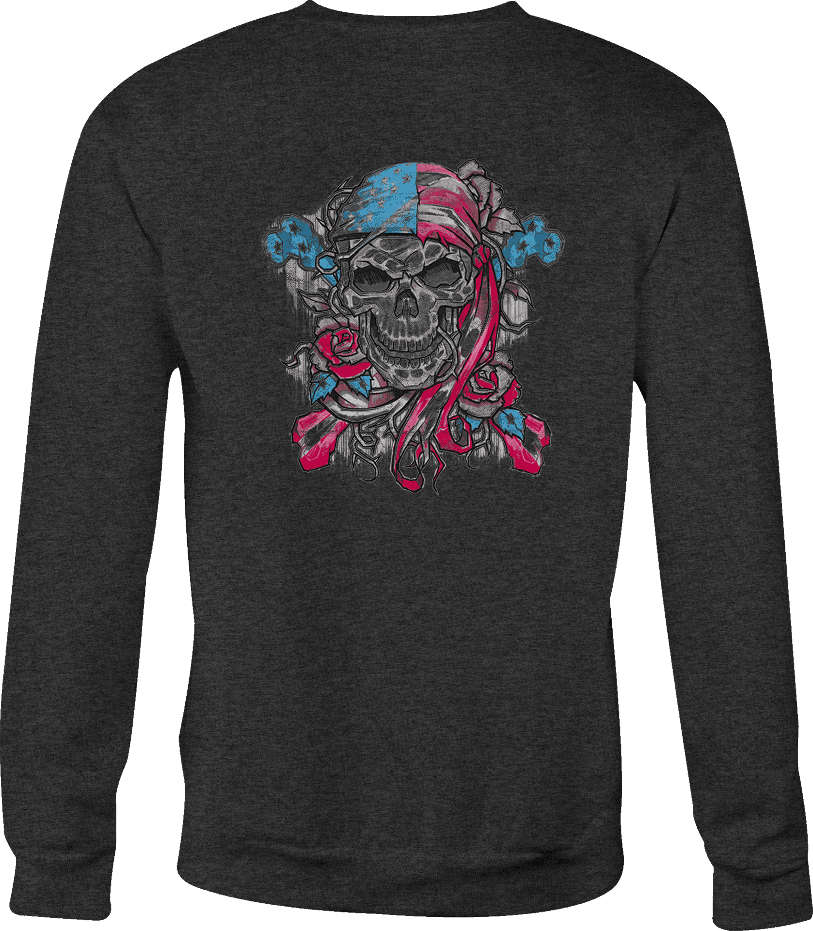 Skull Pirate Graphic Long Sleeve Shirt PNG image