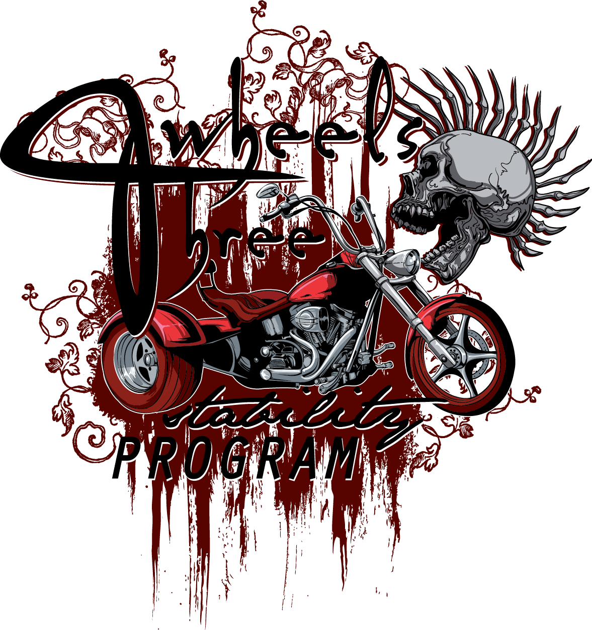 Skull Rider Motorcycle Tshirt Design PNG image