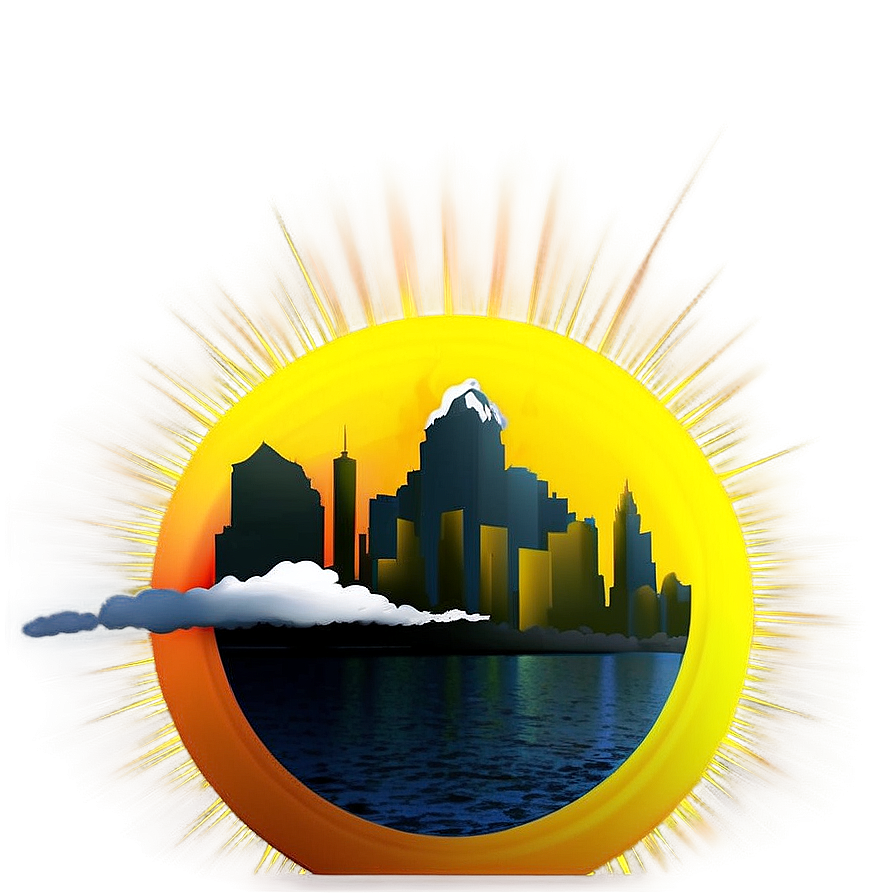 Skyline And Sun Rays Png Afg PNG image