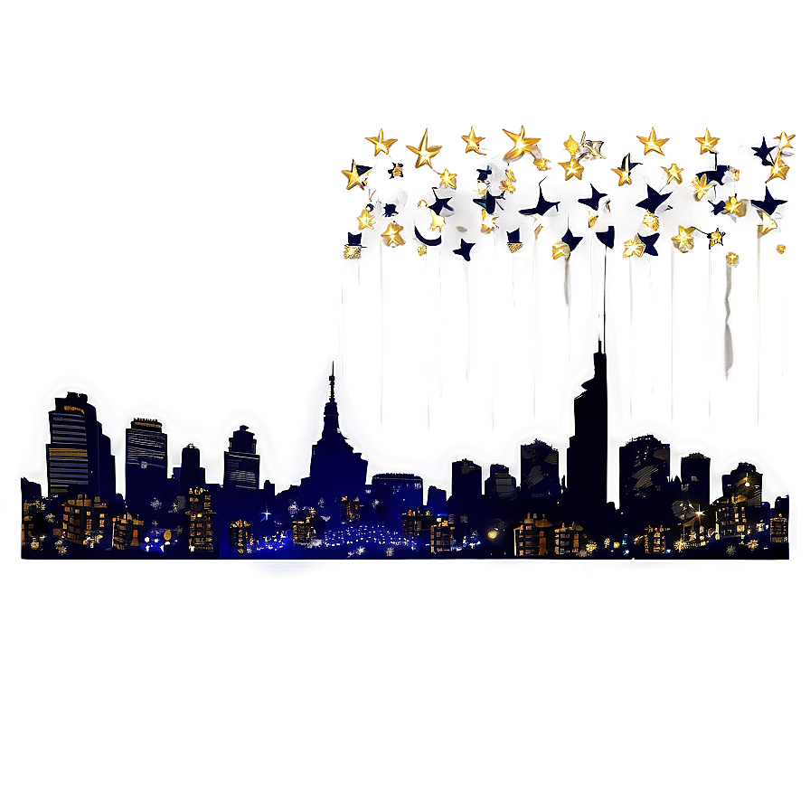 Skyline With Falling Stars Png 78 PNG image