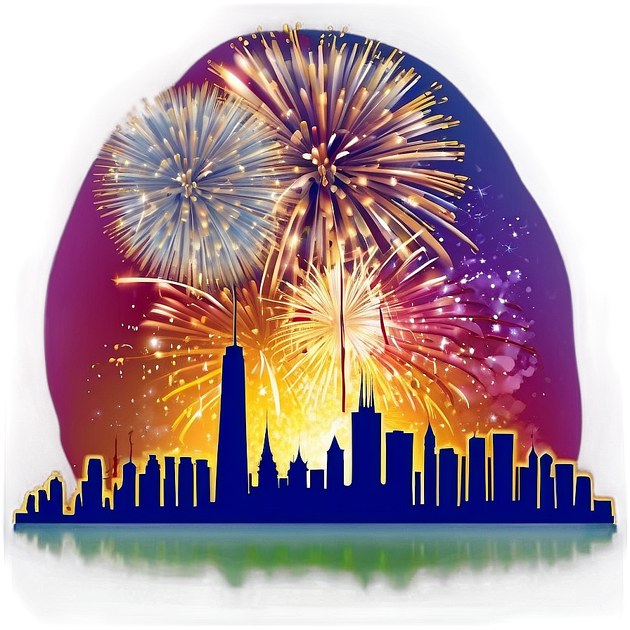 Skyline With Fireworks Png 60 PNG image