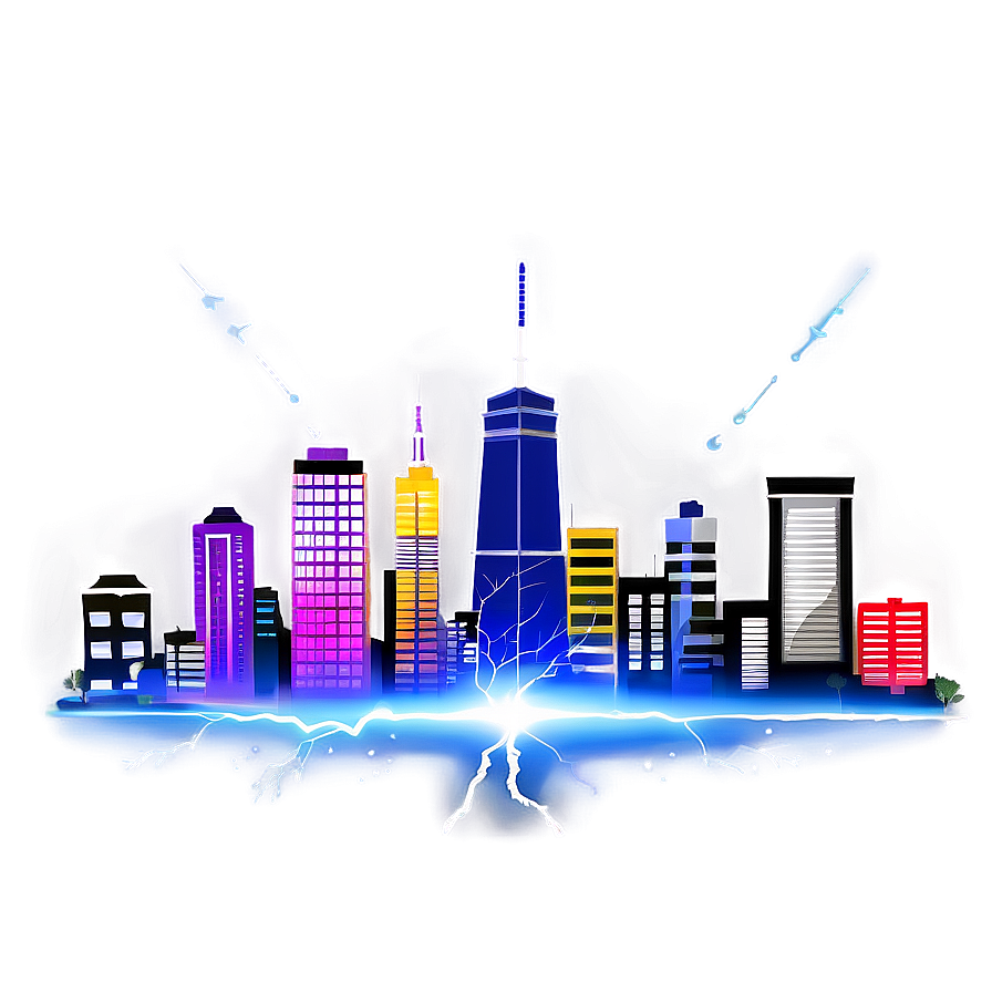 Skyline With Lightning Png 06202024 PNG image