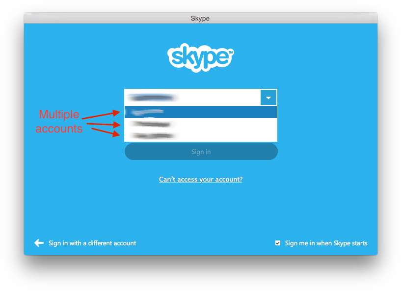 Skype Multiple Accounts Login Screen PNG image