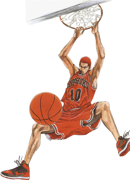 Slam Dunk Anime Basketball Player Dunking PNG image