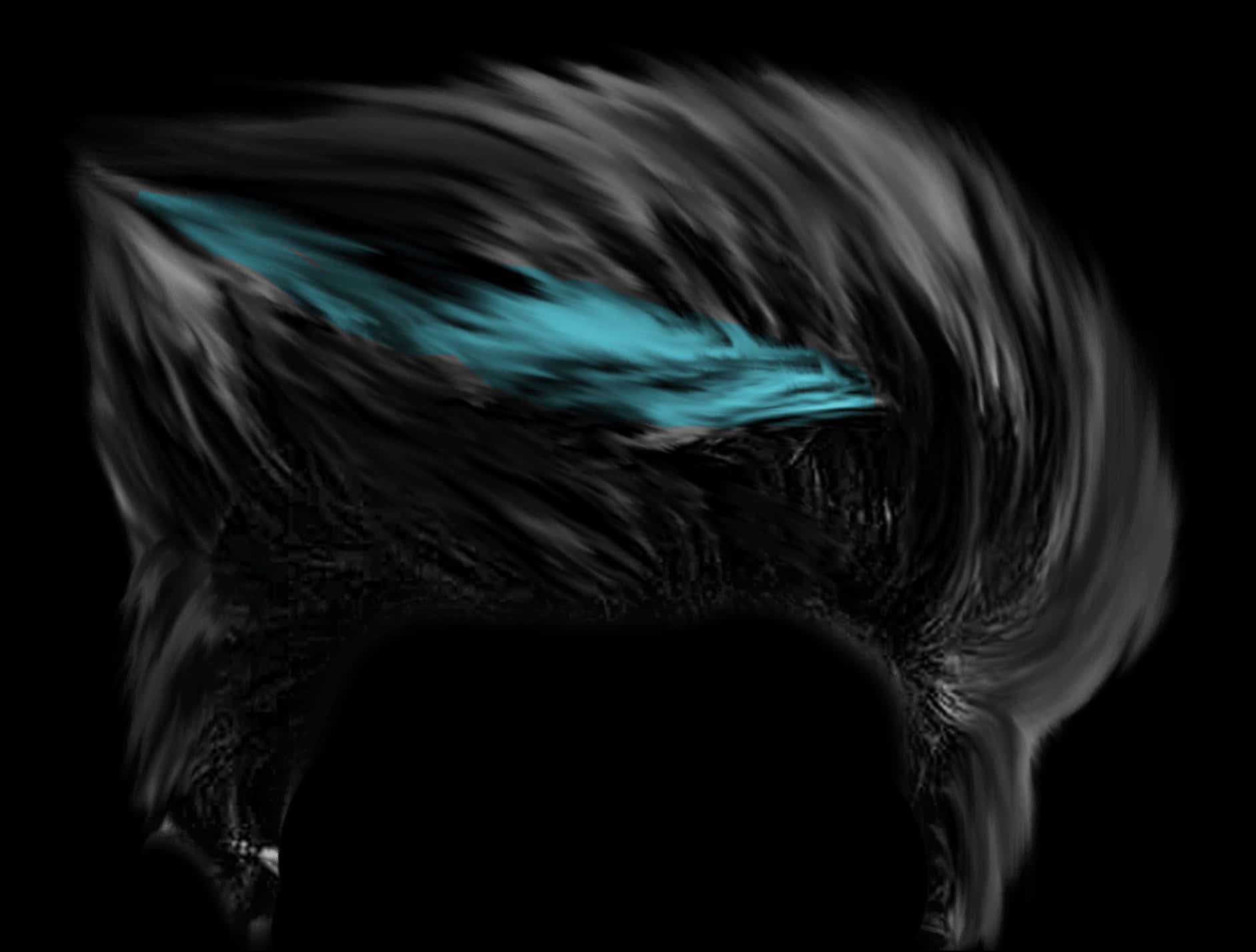 Sleek Black Hairstylewith Teal Streak PNG image