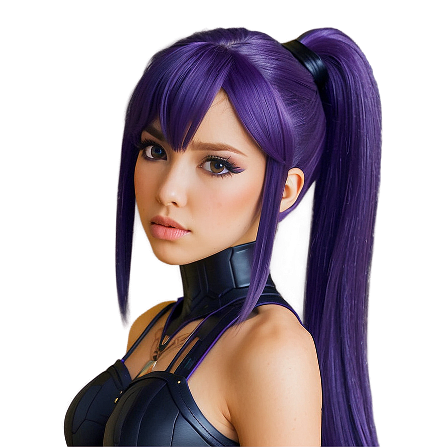 Sleek Purple Hair Anime Warrior Png 62 PNG image