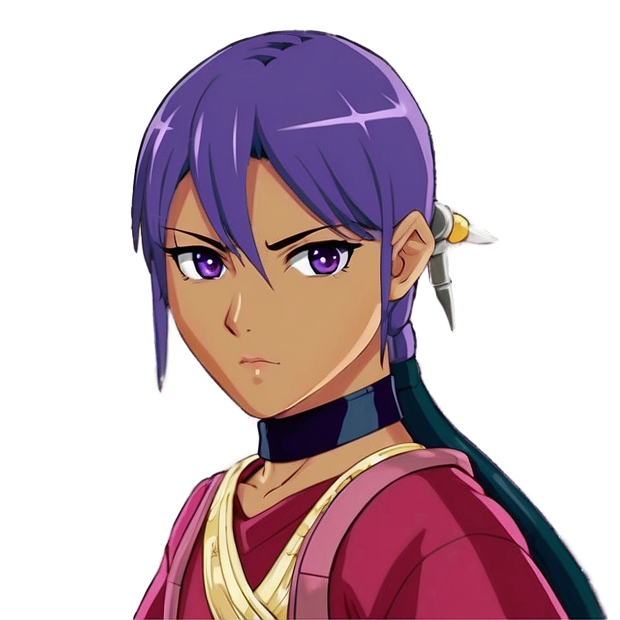 Sleek Purple Hair Anime Warrior Png Emu PNG image