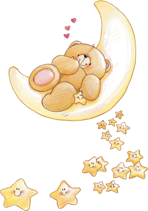 Sleeping Bearon Moonwith Stars PNG image