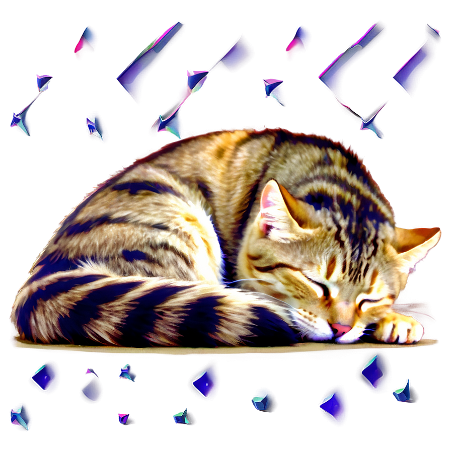 Sleeping Cat Art Png C PNG image