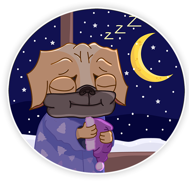 Sleeping Dog Cartoon Nighttime PNG image