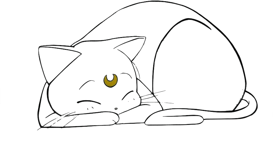 Sleeping Luna Cat Sketch PNG image