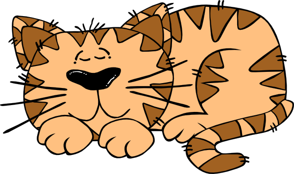 Sleeping Striped Cat Cartoon.png PNG image