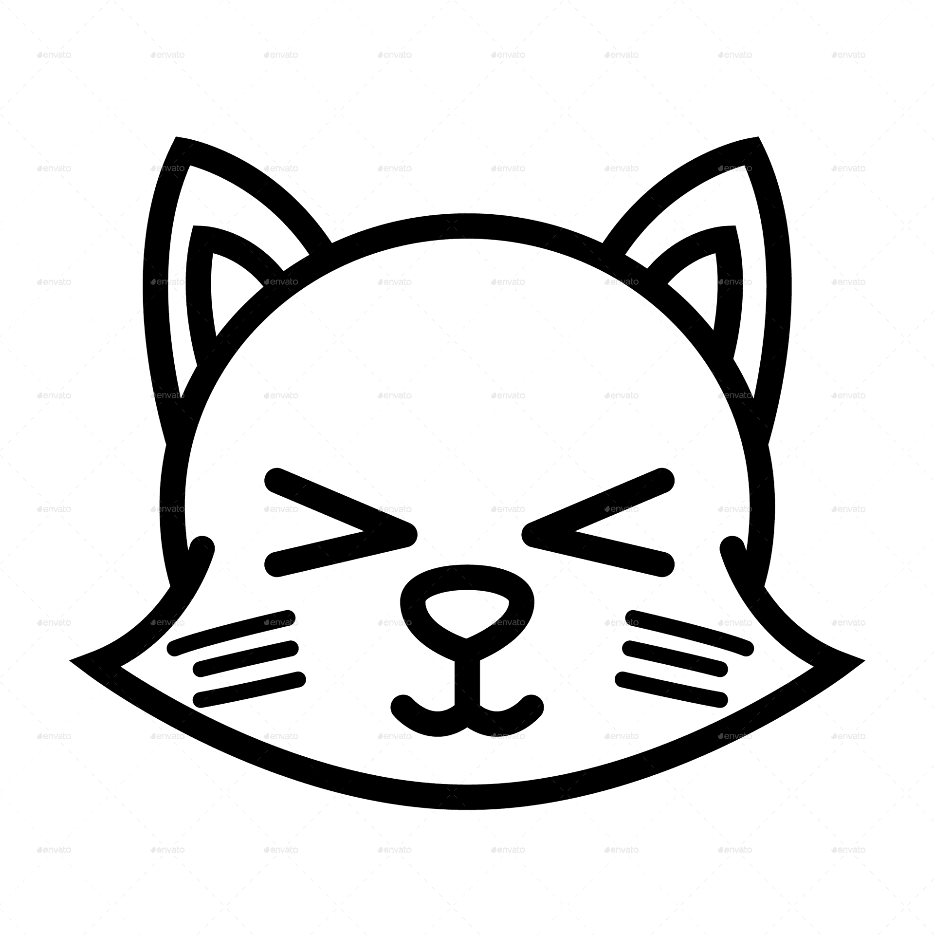 Sleepy Sketched Cat Face PNG image
