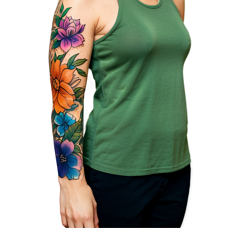 Sleeve Tattoo Watercolor Png 06262024 PNG image