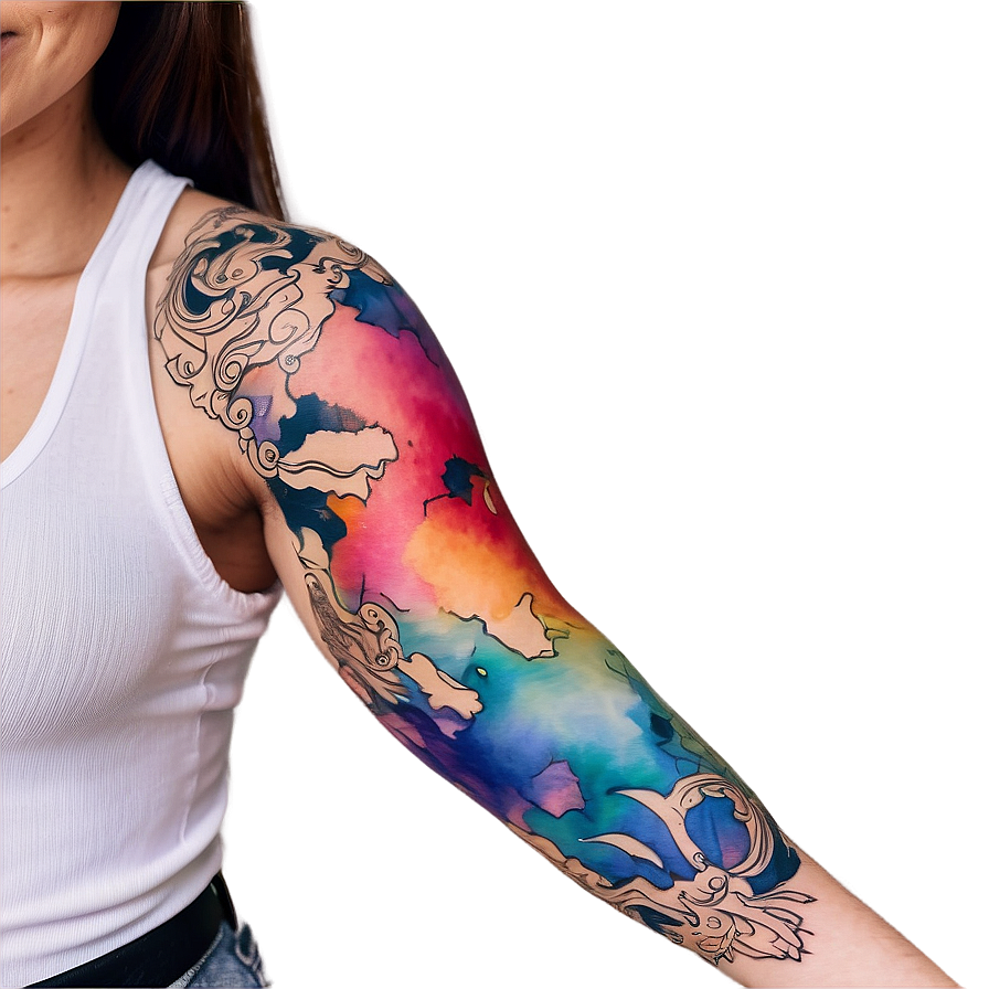 Sleeve Tattoo Watercolor Png 90 PNG image