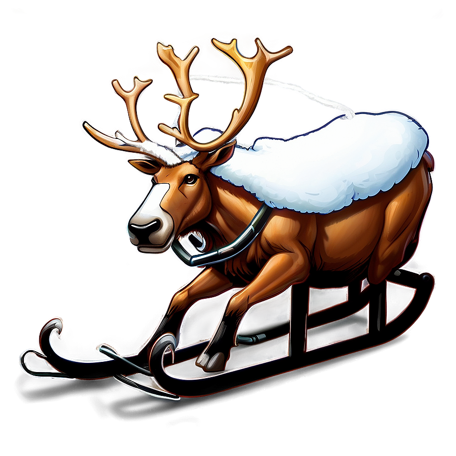 Sleigh Pulled By Caribou Png 15 PNG image