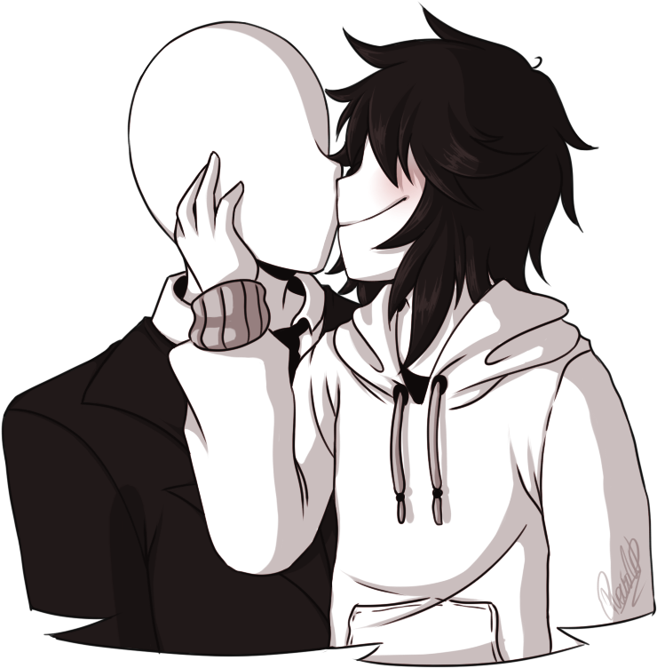 Slender_ Man_and_ Fan_ Art_ Character_ Embrace PNG image