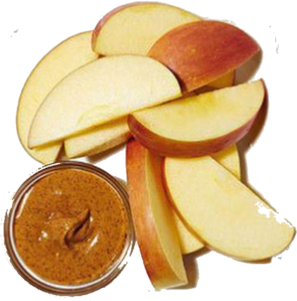 Sliced Apple With Almond Butter Dip PNG image