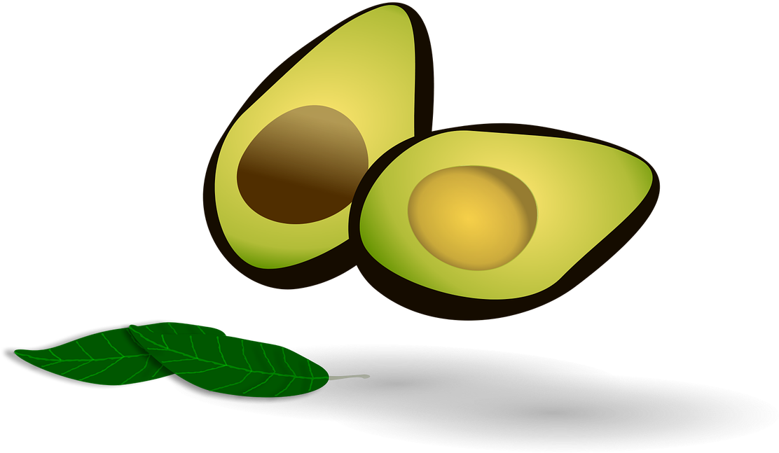 Sliced Avocado With Leaf PNG image