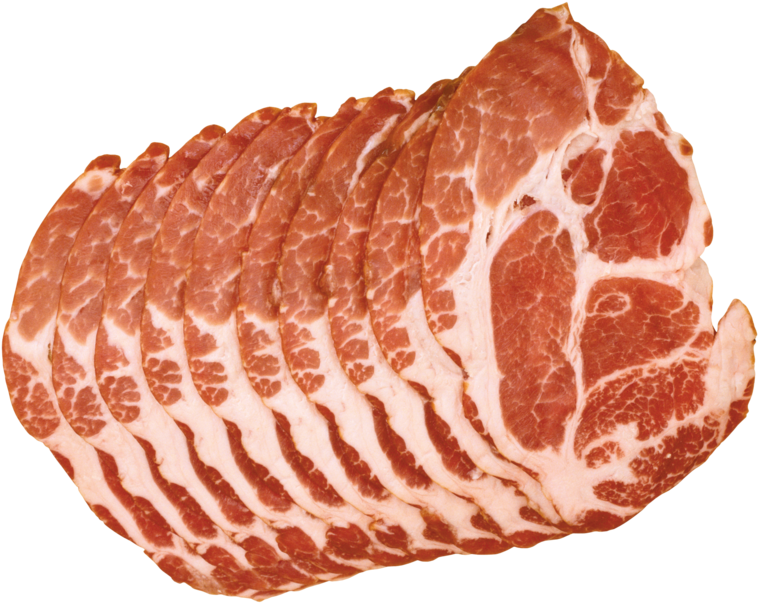 Sliced Raw Bacon Stacked PNG image