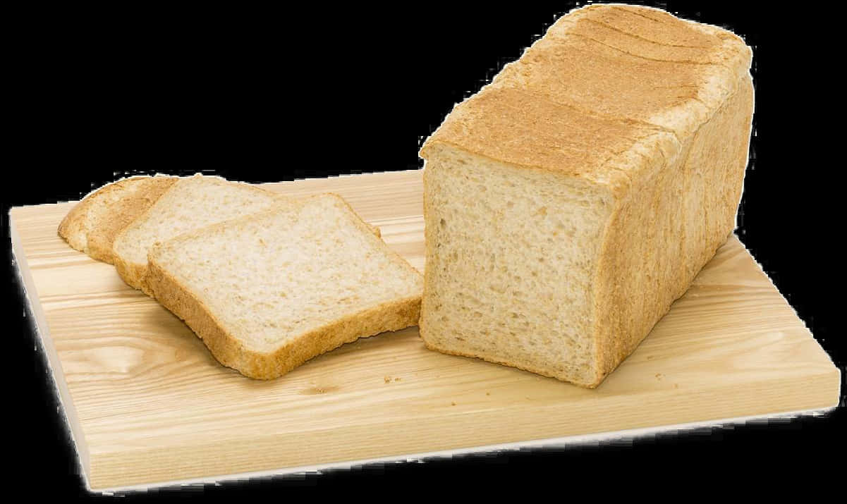 Sliced White Breadon Wooden Board PNG image