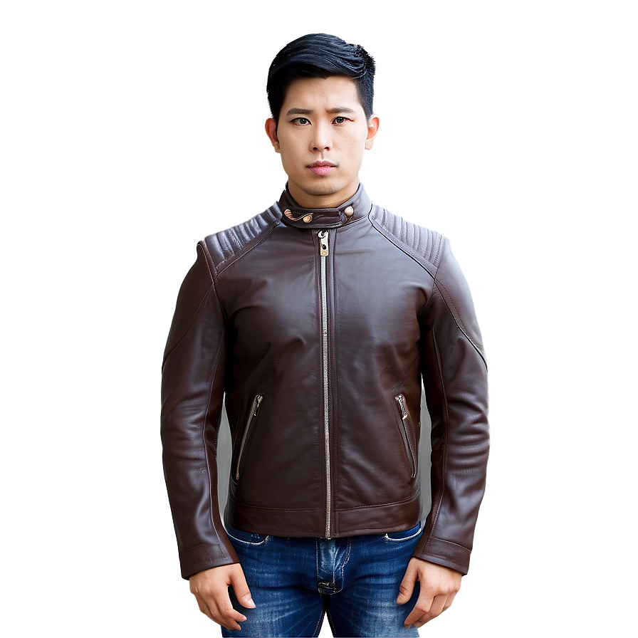 Slim Fit Leather Jacket Png Akp82 PNG image