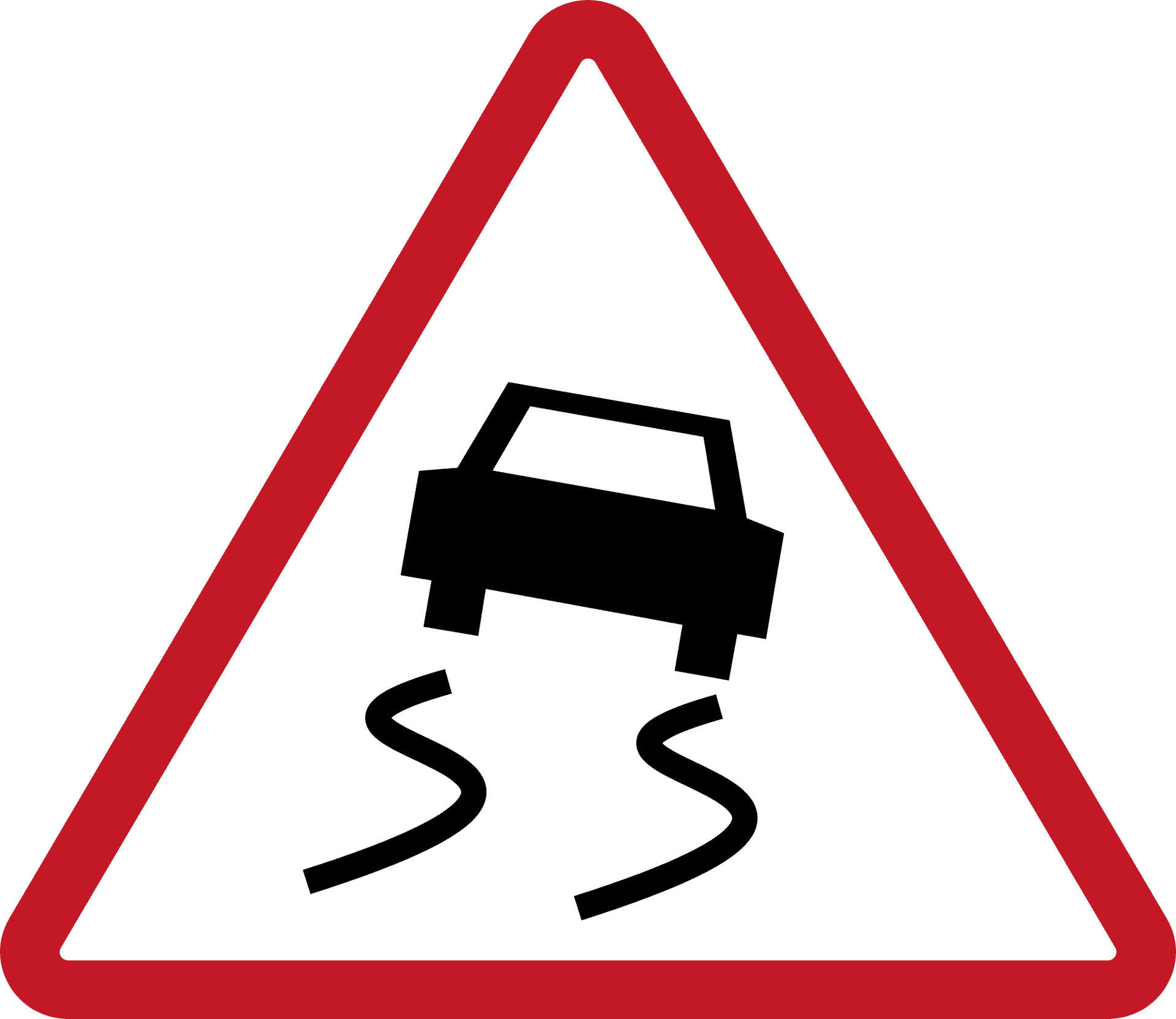 Slippery_ Road_ Warning_ Sign PNG image