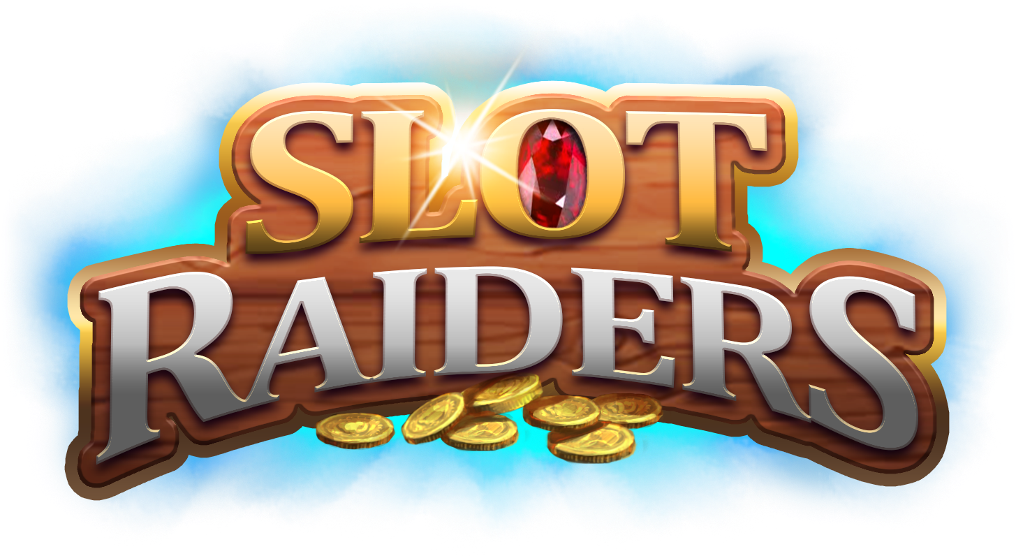 Slot Raiders Logowith Gemsand Coins PNG image