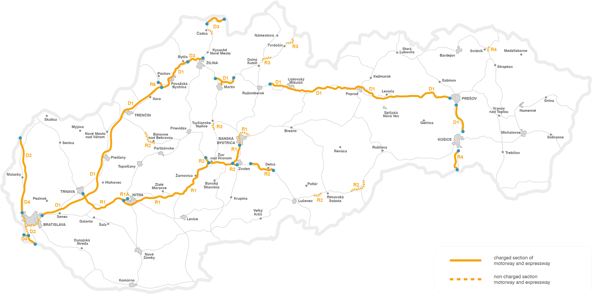 Slovakia Motorway Network Map PNG image