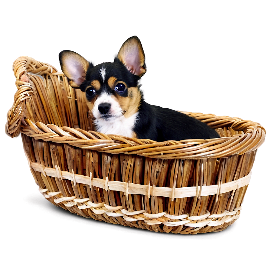 Small Dog In Basket Png 47 PNG image