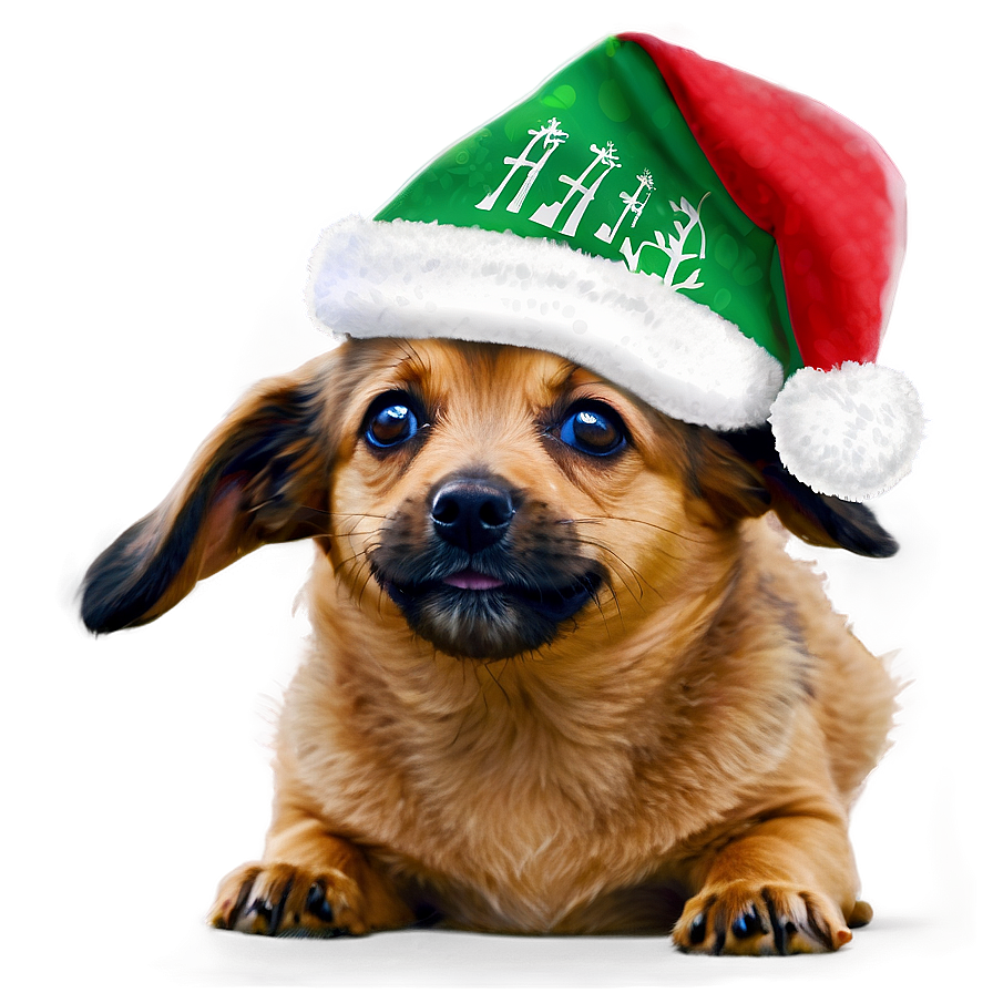 Small Dog With Christmas Hat Png Ueh PNG image