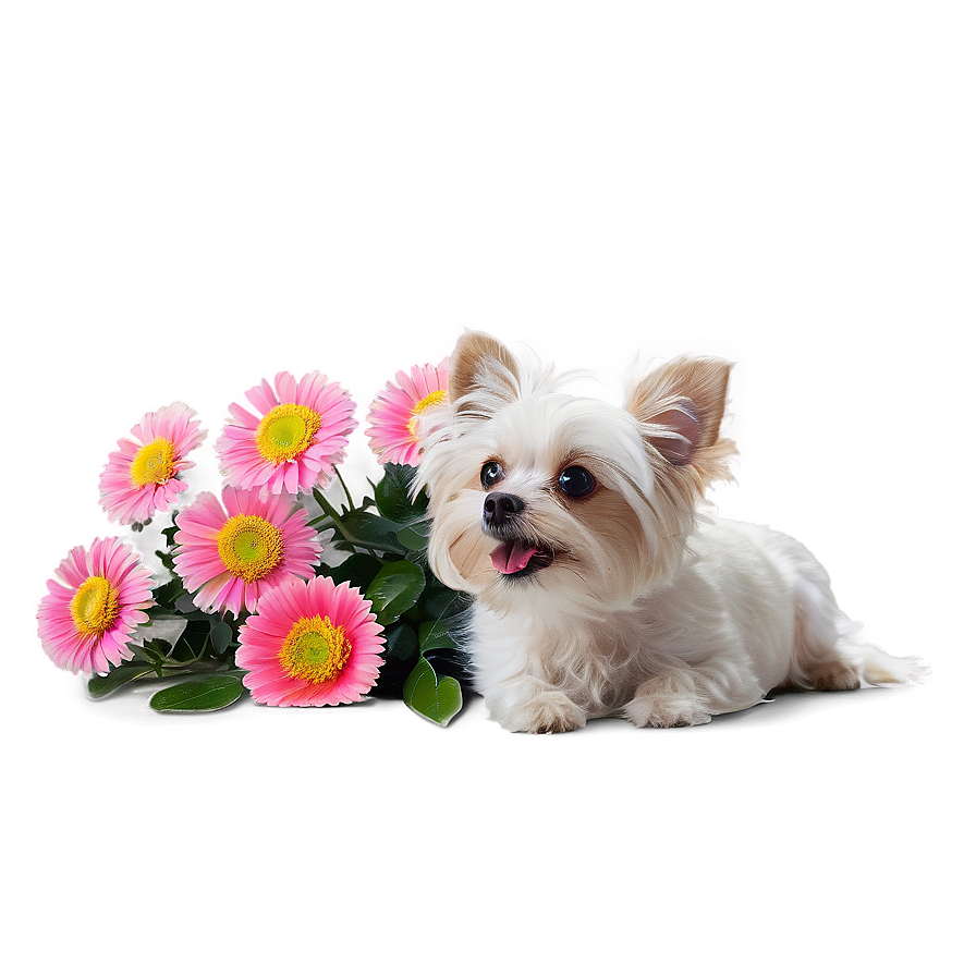 Small Dog With Flowers Png 06252024 PNG image