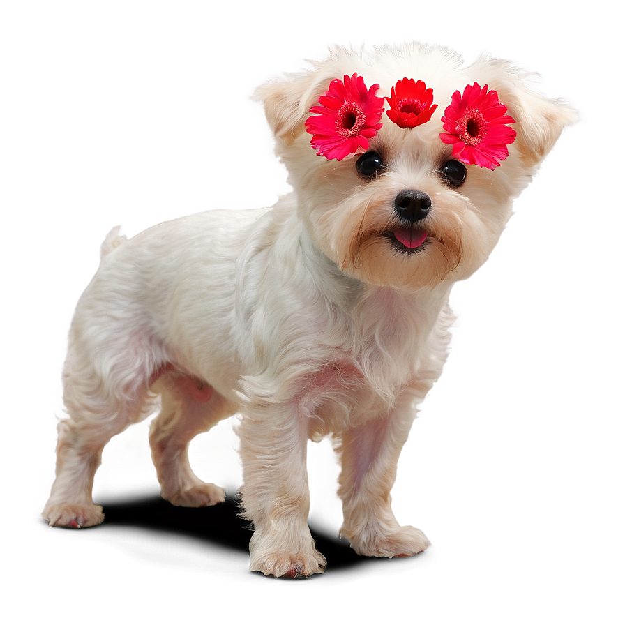 Small Dog With Flowers Png 83 PNG image