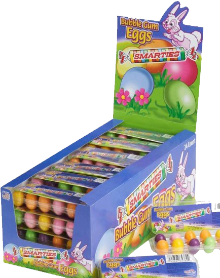 Smarties Bubble Gum Eggs Display Box PNG image