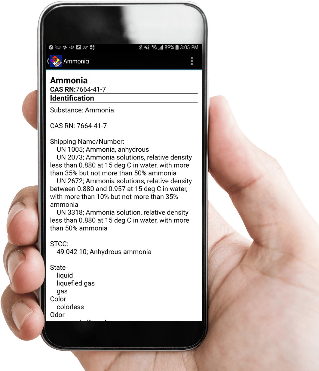 Smartphone_ Ammonia_ Chemical_ Information_ Hand_ Hold PNG image