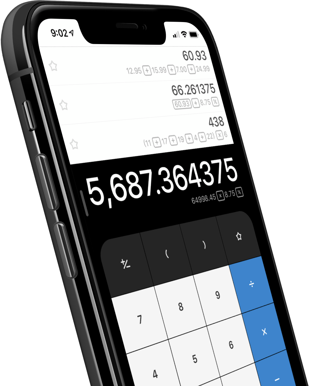 Smartphone Calculator App PNG image