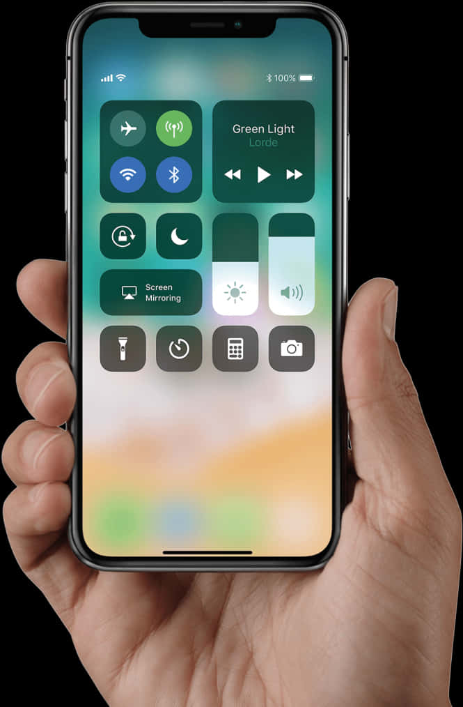 Smartphone Control Center Display PNG image