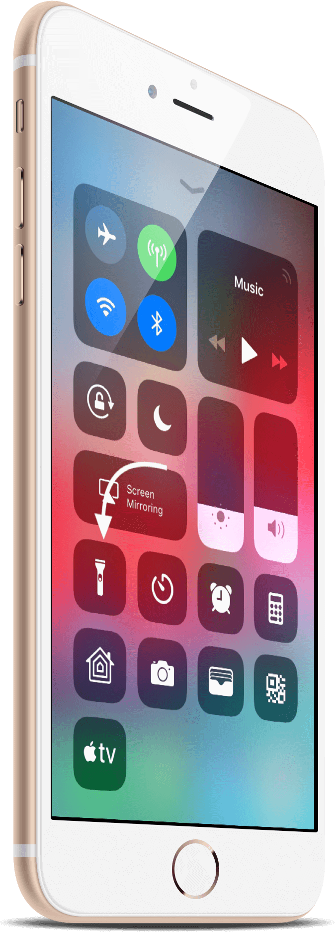 Smartphone Control Center Flashlight Enabled PNG image