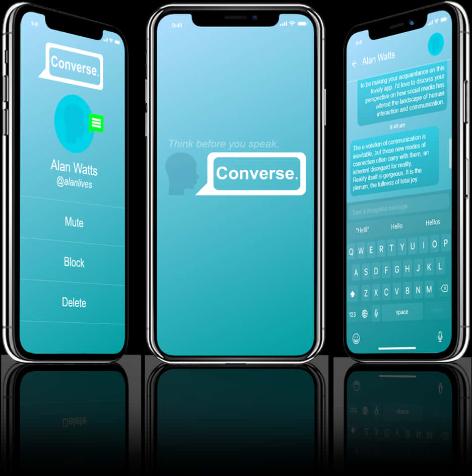 Smartphone Converse App Screenshots PNG image