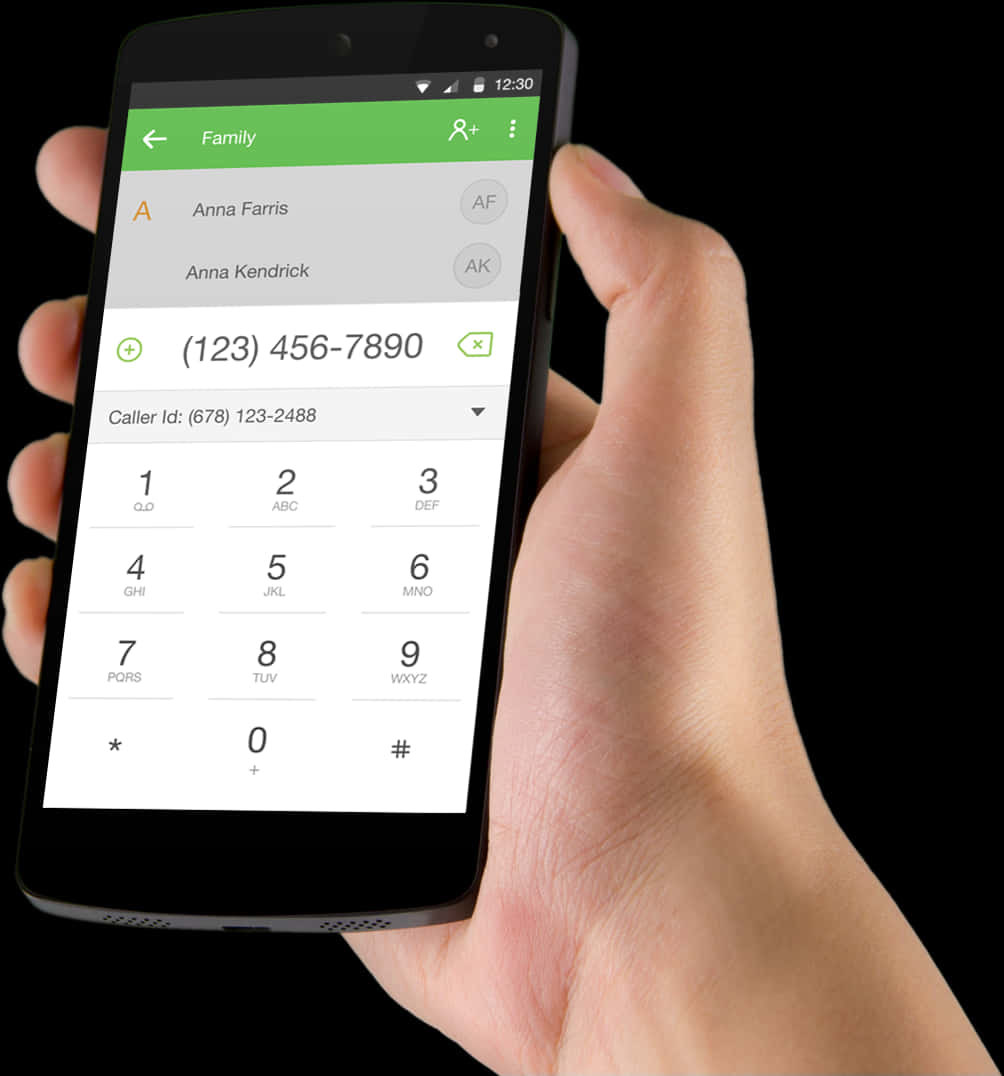 Smartphone Dial Screen Hand Hold PNG image