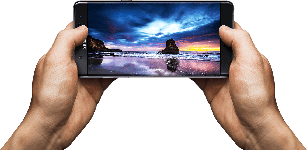 Smartphone_ Displaying_ Beach_ Sunset PNG image