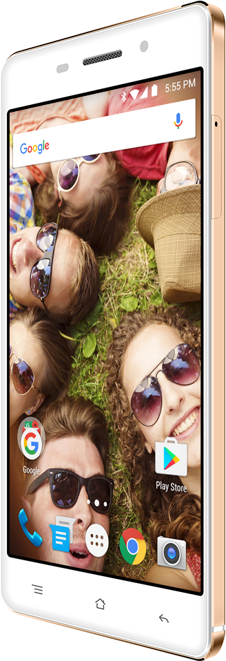 Smartphone Displaying Group Selfie PNG image