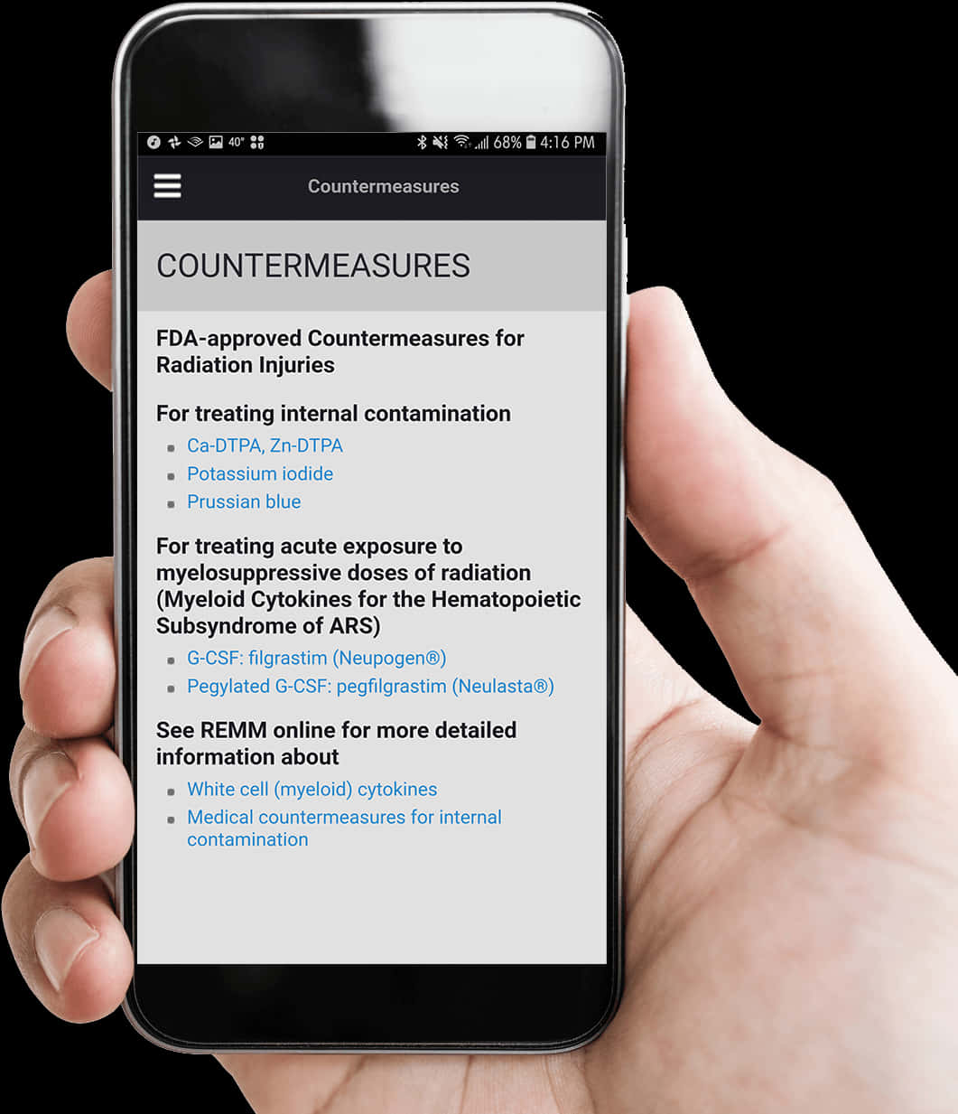 Smartphone_ Displaying_ Radiation_ Countermeasures PNG image