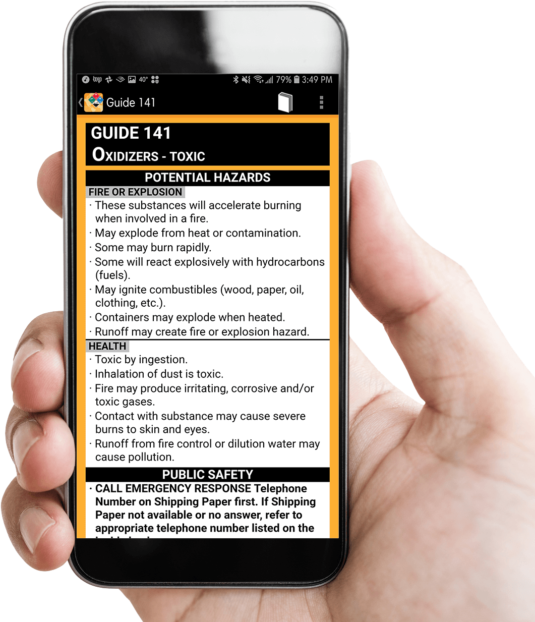 Smartphone Hazardous Materials Guide PNG image