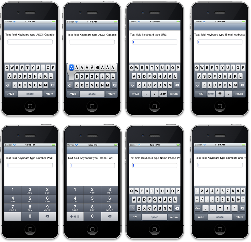 Smartphone Keyboard Types Display PNG image