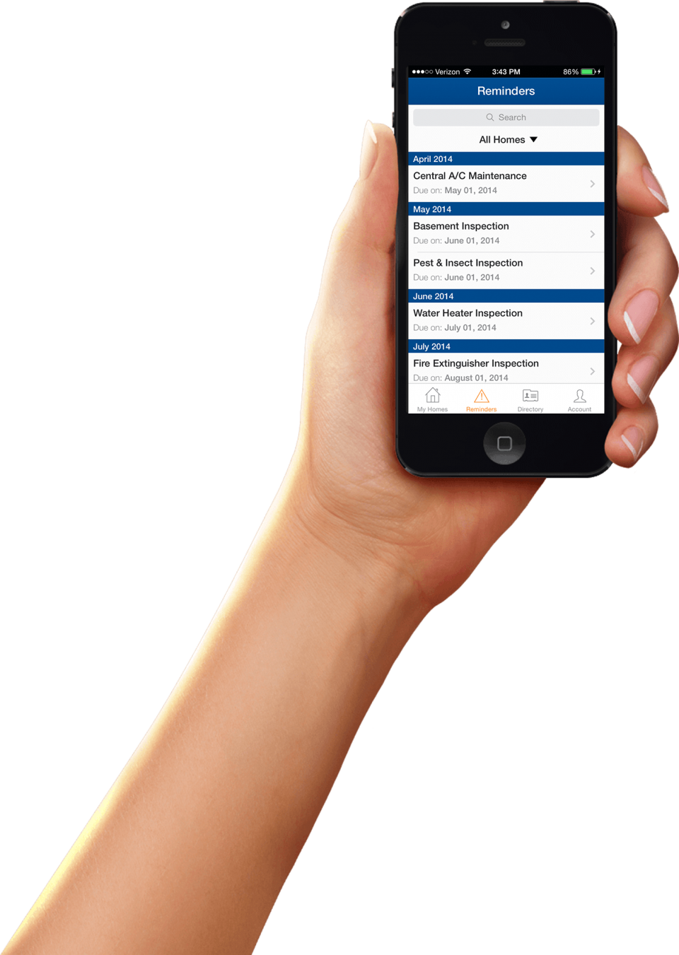 Smartphone Reminder App Hand Hold PNG image