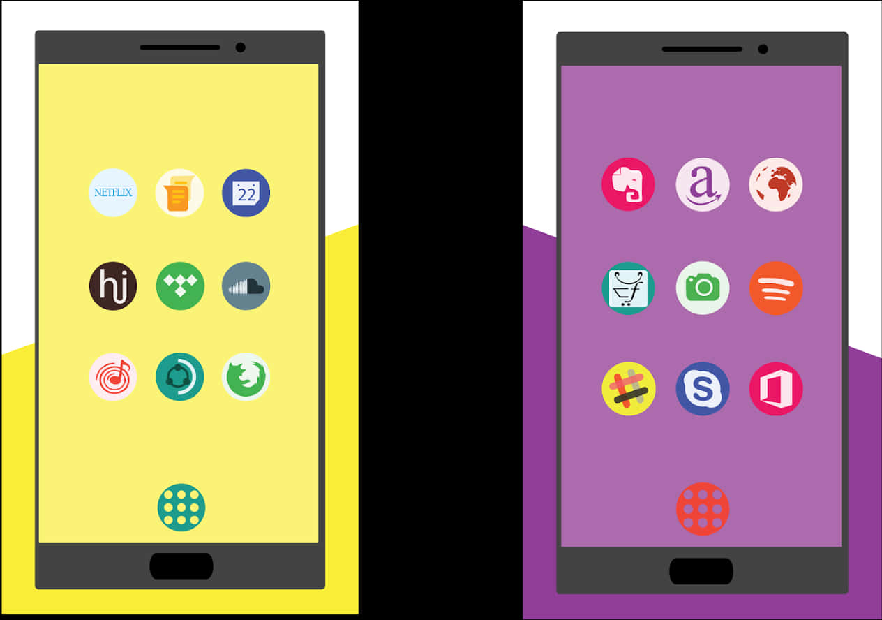 Smartphones_with_ App_ Icons PNG image